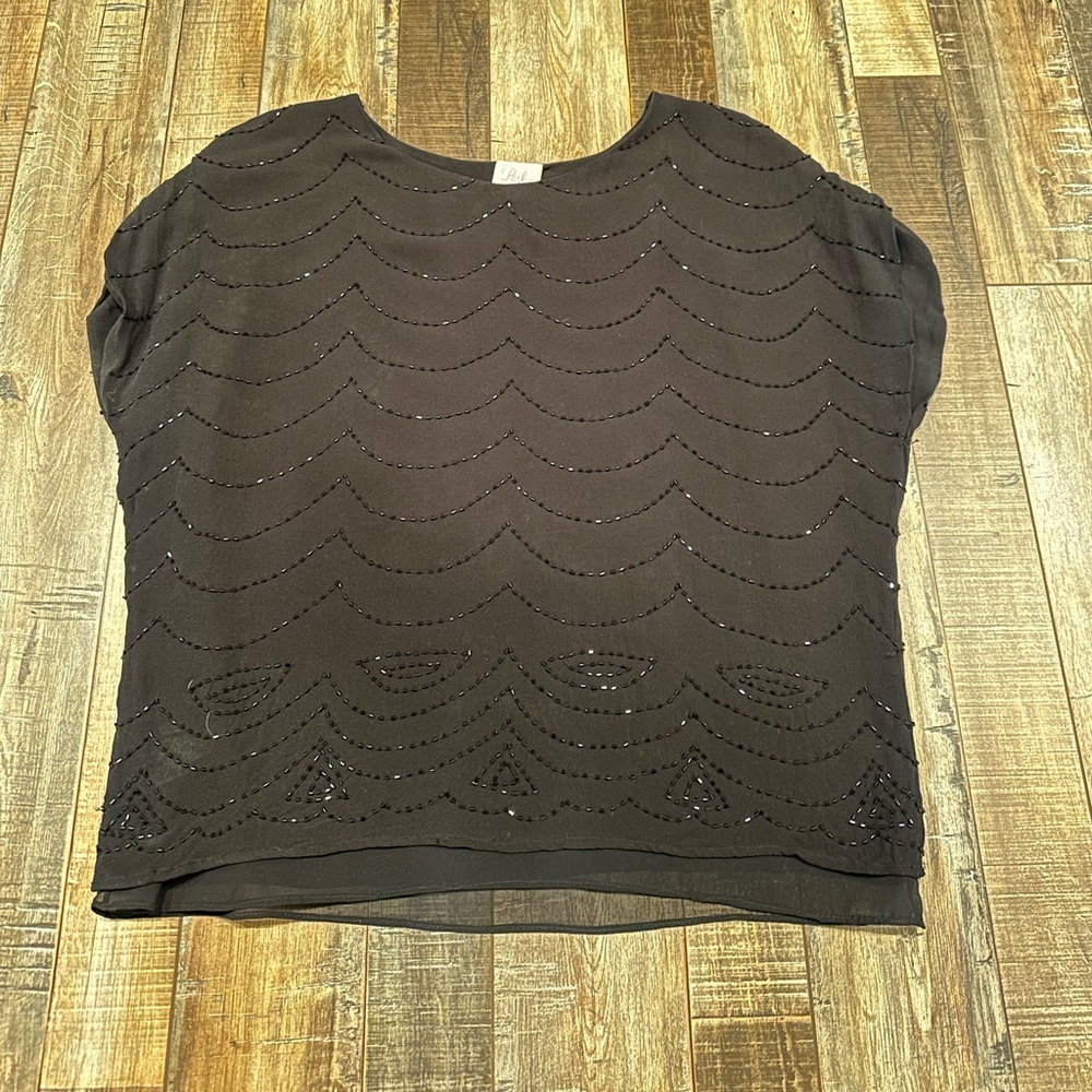 Parker Black Silk Beaded Top - Great Condition - Picture 4 of 8
